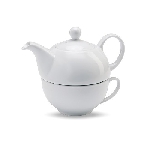Teekanne und Tasse TEA TIME, wei� - Werbeartikel