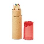 Buntstifte-Set PETIT LAMBUT, transparent rot - Werbeartikel