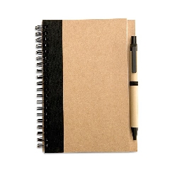 Recyceltes Notizbuch 70 Seiten SONORA PLUS, schwarz - Werbeartikel