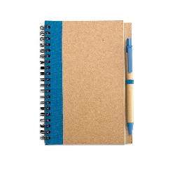 Recyceltes Notizbuch 70 Seiten SONORA PLUS, blau - Werbeartikel
