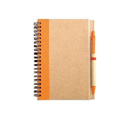 Recyceltes Notizbuch 70 Seiten SONORA PLUS, orange - Werbeartikel