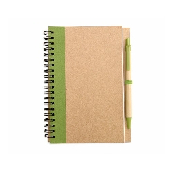 Recyceltes Notizbuch 70 Seiten SONORA PLUS, limettengr�n - Werbeartikel