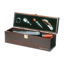 Holzweinkiste mit Accessoires COSTI�RES, holzfarben - Werbeartikel