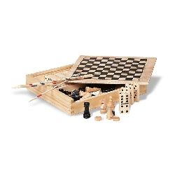 4 Spielesammlung in Holzbox TRIKES, holzfarben - Werbeartikel