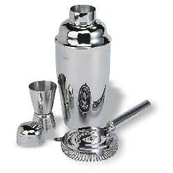 Cocktail-Set mit Shaker FIZZ, silbergl�nzend - Werbeartikel