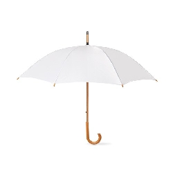 Regenschirm mit Holzgriff CALA, wei� - Werbeartikel