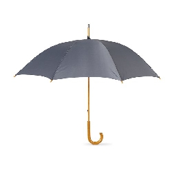 Regenschirm mit Holzgriff CALA, grau - Werbeartikel
