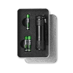 Taschenlampe 9 LEDs LED PLUS, schwarz - Werbeartikel