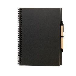 Recyceltes Notizbuch 100 Seiten BLOQUERO PLUS, schwarz - Werbeartikel