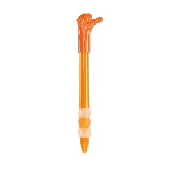 Kuli mit Hand HELLO, orange - Werbeartikel