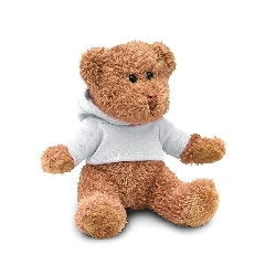 Teddyb�r mit Shirt JOHNNY, wei� - Werbeartikel
