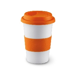 Keramikbecher TRIBECA, orange - Werbeartikel