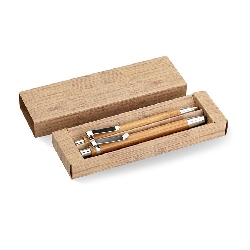 Schreibset aus Bambus BAMBOOSET, holzfarben - Werbeartikel