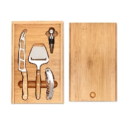 Wein und K�se Set WINE&CHEESE, holzfarben - Werbeartikel