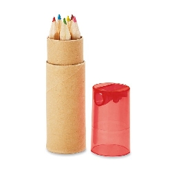 Buntstifte-Set PETIT LAMBUT, transparent rot - Werbeartikel