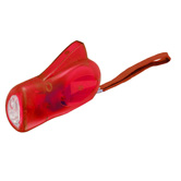 Dynamo-Taschenlampe 3 LED wei�, rot-transparent - Werbeartikel
