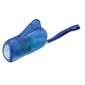 Dynamo-Taschenlampe 3 LED wei�, blau-transparent - Werbeartikel