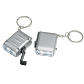 Mini-Dynamo-Taschenlampe 2 LED wei�, silber - Werbeartikel