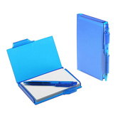 Notizbuch mit Kugelschreiber, blau-transparent - Werbeartikel