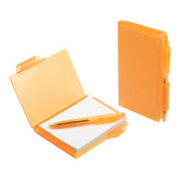 Notizbuch mit Kugelschreiber, orange-transparent - Werbeartikel