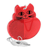 Kinder-Sicherheitsreflektor Katze, rot-transparent - Werbeartike