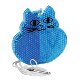Kinder-Sicherheitsreflektor Katze, blau-transparent - Werbeartik