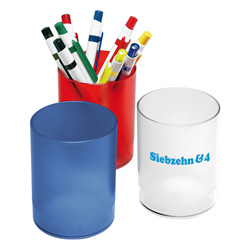 Stiftek�cher, gefrostet blau - Werbeartikel