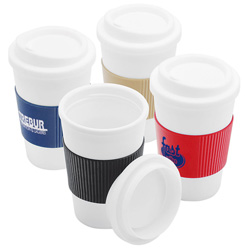 Becher TAKE AWAY, wei� - Werbeartikel