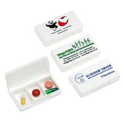 Pillendose, wei� - Werbeartikel