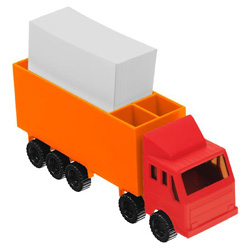 Zettelspeicher in LKW-Form, rot - Werbeartikel