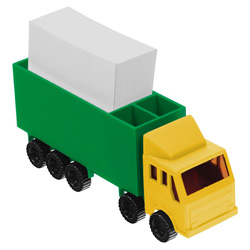 Zettelspeicher in LKW-Form, gelb - Werbeartikel
