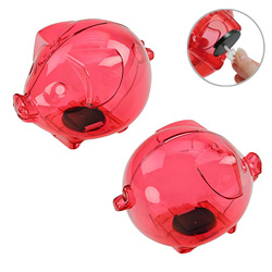 Sparschwein gro�, rot-transparent - Werbeartikel