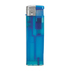Elektronik-Feuerzeug, blau-transparent - Werbeartikel
