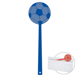 Mini-Fliegenklatsche FU�BALL, blau - Werbeartikel
