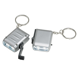 Mini-Dynamo-Taschenlampe 2 LED wei�, silber - Werbeartikel