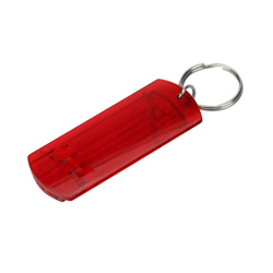Pfeife mit Schl�sselring, rot-transparent - Werbeartikel
