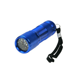 Aluminium-Taschenlampe 9 LED wei�, blau - Werbeartikel