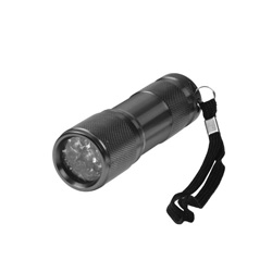 Aluminium-Taschenlampe 9 LED wei�, schwarz - Werbeartikel