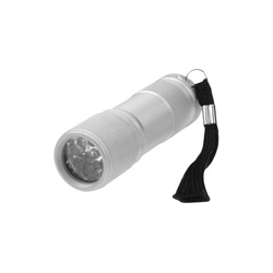 Aluminium-Taschenlampe 9 LED wei�, silber - Werbeartikel