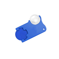 Chiphalter mit Chip und Lupe, blau - Werbeartikel