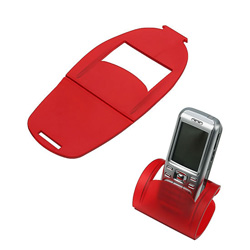 Handyhalter, rot-transparent - Werbeartikel