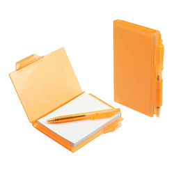 Notizbuch mit Kugelschreiber, orange-transparent - Werbeartikel