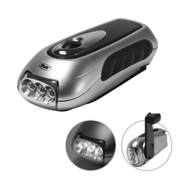 Dynamo-Taschenlampe 3 LED wei�, silber - Werbeartikel