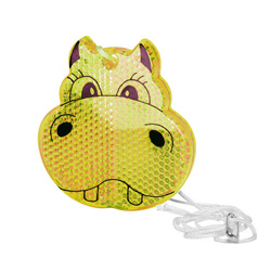 Kinder-Sicherheitsreflektor Nilpferd, gelb-transparent - Werbear