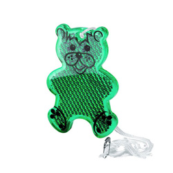 Kinder-Sicherheitsreflektor B�r, gr�n-transparent - Werbeartikel