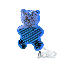 Kinder-Sicherheitsreflektor B�r, blau-transparent - Werbeartikel