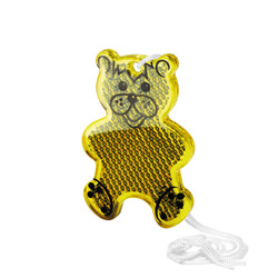 Kinder-Sicherheitsreflektor B�r, gelb-transparent - Werbeartikel