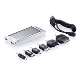 Solarladeger�t mit USB Spiralkabel, silber - Werbeartikel