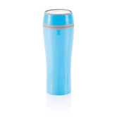 Doppelwandiger Thermobecher mit Druckverschluss, blau - Werbeartikel