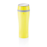 Doppelwandiger Thermobecher mit Druckverschluss, limone - Werbeartikel